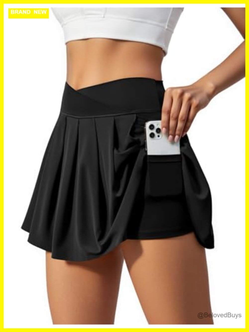 Nylon Spandex Athletic Skort with Inner Shorts & Pockets